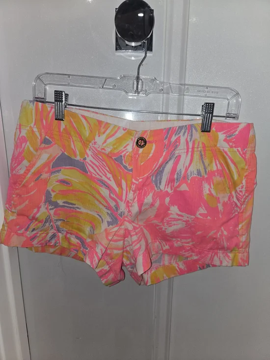 Lilly Pulitzer Neon Pink Tropical High-Waist Shorts - Picture 1 of 3